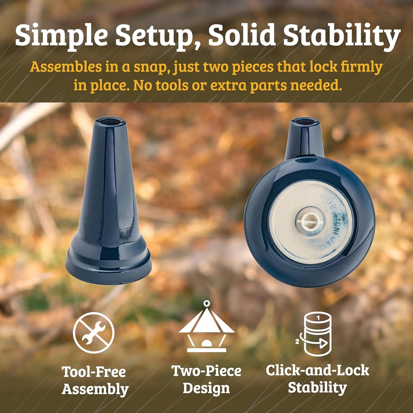 Birds Choice Ohio Stoneware Bird Bath | Pedestal Bird Bath, Stable Locking Top | Weather-Resistant Ceramic Clay, Glazed Finish | Outdoor Garden & Patio Decor | 22" H x 17" D, Burgundy