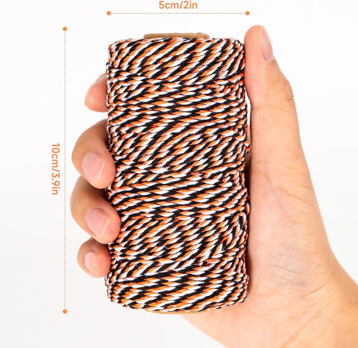 KINGLAKE Orange Black White Cotton Twine 2mm 328 Feet for Gift Wrapping DIY Crafts Halloween Party Decoration Gift Tags