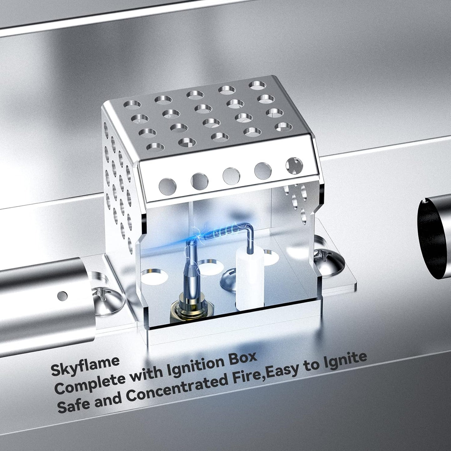 Skyflame 30" Linear Stainless Steel Fire Pit Drop-in Burner Kit with Flame Sensing, Electronic Spark Ignition, CSA Certified, and Propane Regulator Hose Set