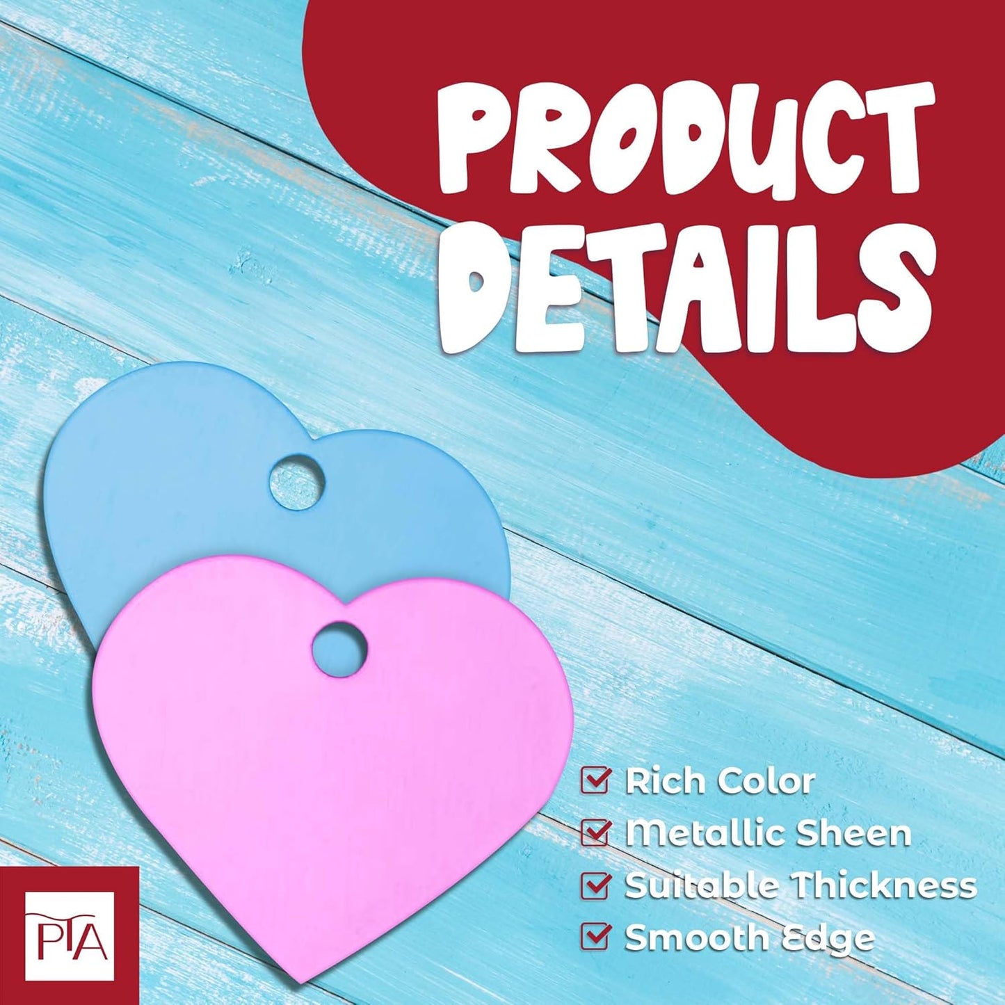 [Press TX Art] 40 Pcs Round(Circle), Bone, Rectangle, Heart Anodized Aluminum Stamping Blanks Tags 10 Mixed Colors Metal Engraving ID Name Tags with Rings (Hearts in 10 Colors)