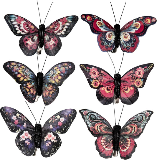 Cartanfill-Artificial Butterfly Decorations Set, 12 Pieces, 6 Colors, Clip for Home, Wedding, Party Decor
