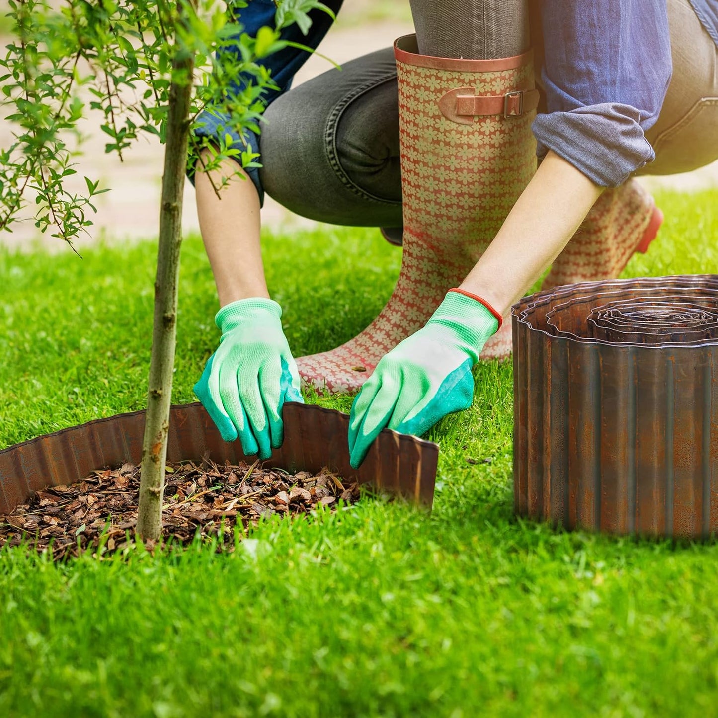 Worth Pre-Rusted Wide-Corrugated Garden Edging, 10" x20Ft Sturdy Steel Lawn Landscape Edging, Bendable Metal Long Strips of Garden Border for Raised Flower Bed Tree Surrounds