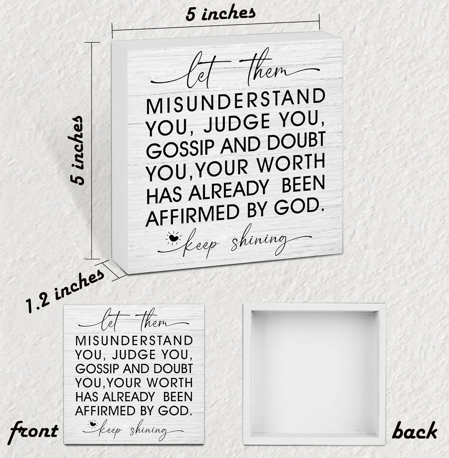 Let Them Wooden Sign, Desk Decorations For Women Office, 5x5 Inch Farmhouse Funny Office Decor Wood Box Sign, Desk Shelf Cubicle Accessories, Appreciation Gifts for Coworkers Boss, 12