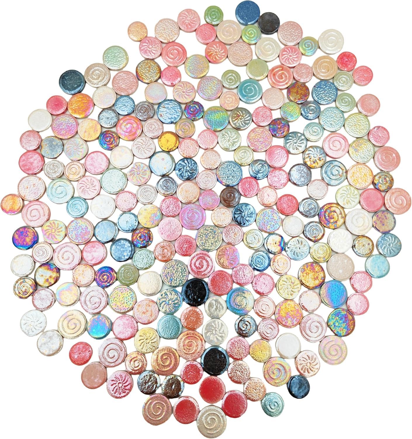 500g/1.1lb Random Color Irregular Ceramics Mosaic Tiles,DIY Making Creative Ceramic Mosaic Tiles for DIY Craft Plates Flowerpots Vases Cups Mosaic Making Supplies (Mix Round)