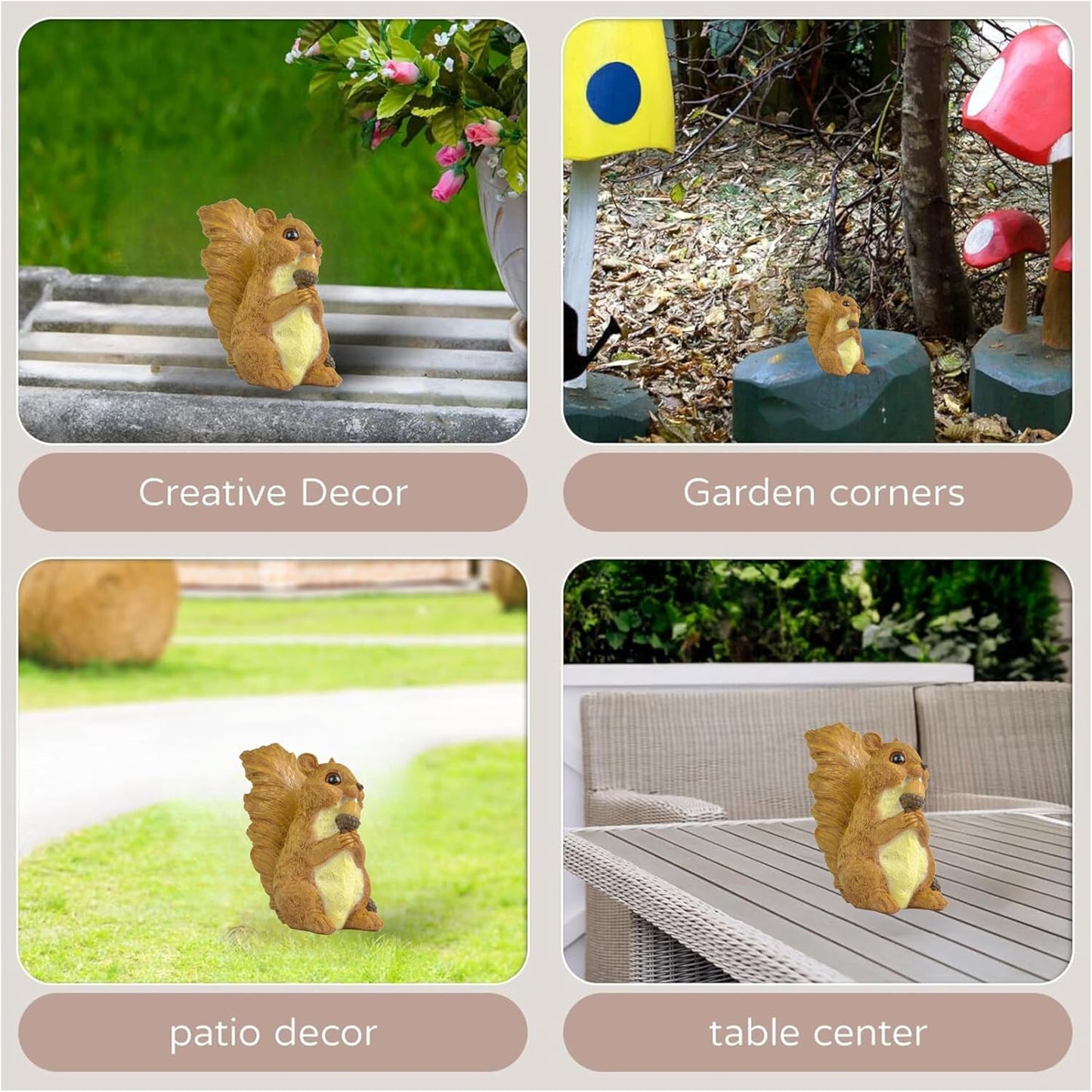 Brown Squirrel Statue with Acorn – Hand-Painted Polyresin Garden Figurine for Lawn, Patio & Planters – Rustic Outdoor Animal Décor