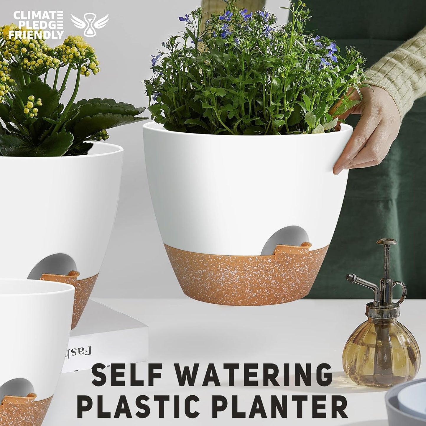 12" 10" 9" Large Self Watering Plant Pots, 3 Pack Flower Pots Planters with Multi Mesh Drainage Holes for Indoor Outdoor Garden Plants and Flowers