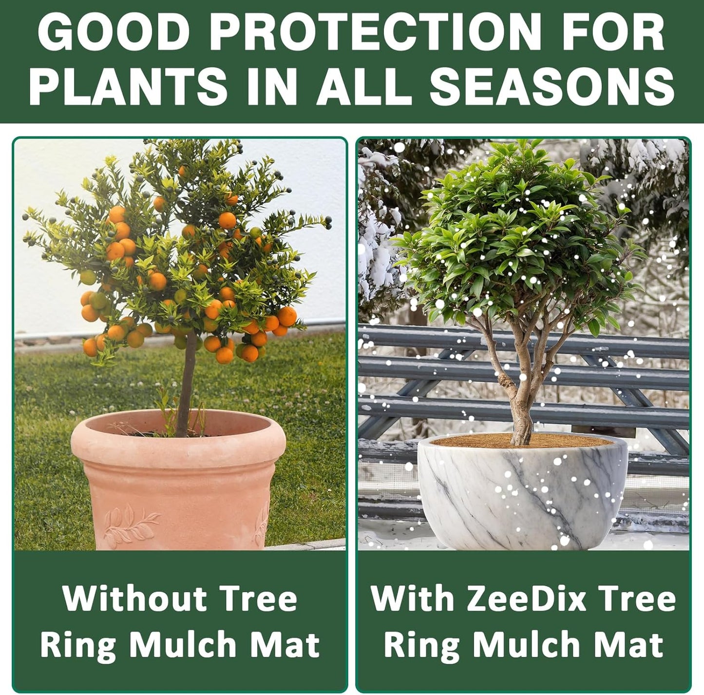 ZeeDix 4 Pack 18 Inch Coconut Fiber Tree Mulch Ring, 100% Natural Coco Coir Tree Ring Mulch Mat, Coconut Coir Discs Plant Cover Tree Protectors Mats Mulch Rings for Landscaping Trees Outdoor Plants