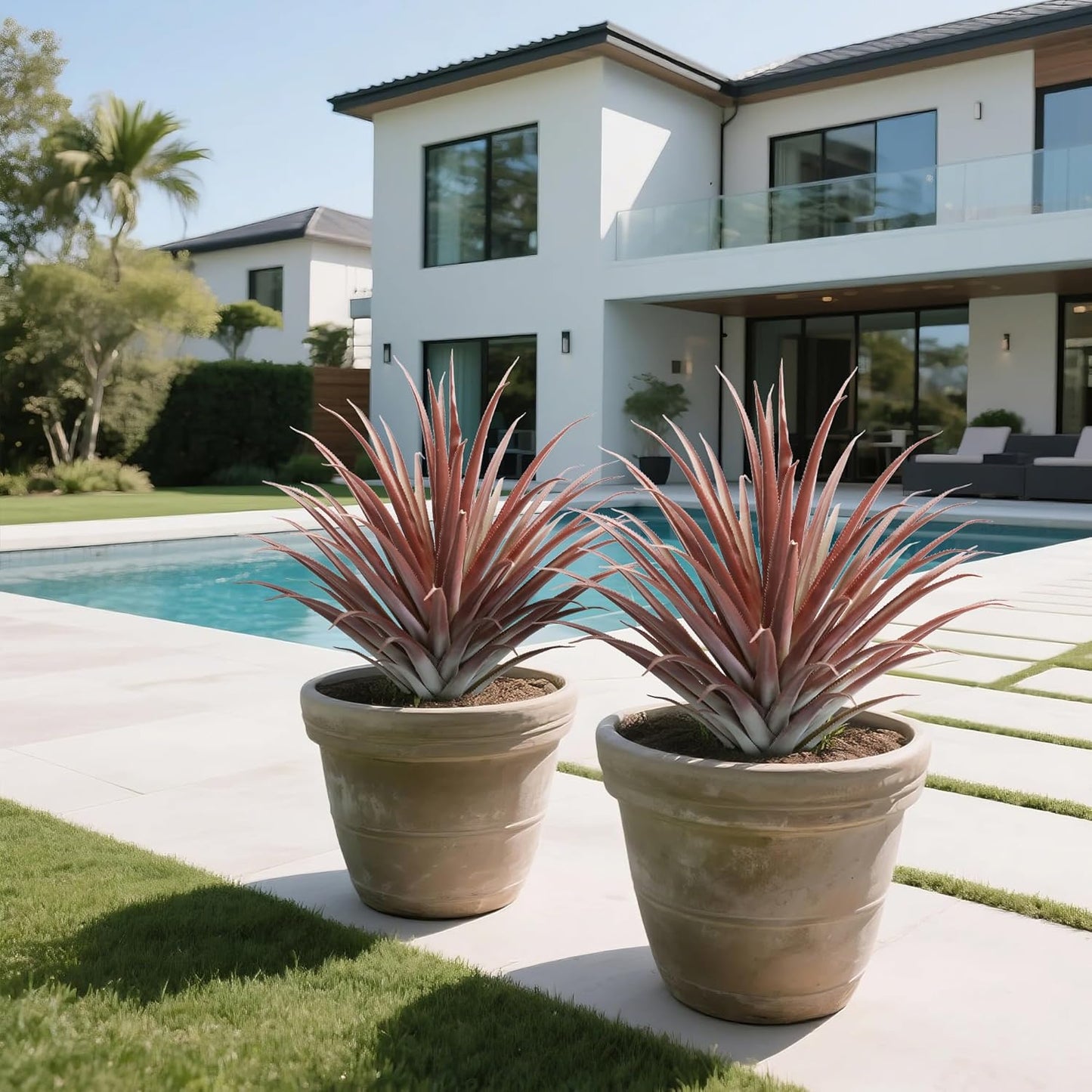 momoplant 2 Pcs Artificial Aloe Vera Plants 27 Inch Red Fake Succulents Faux Agave Plant Potted for Indoor Outdoor Home Office Decor