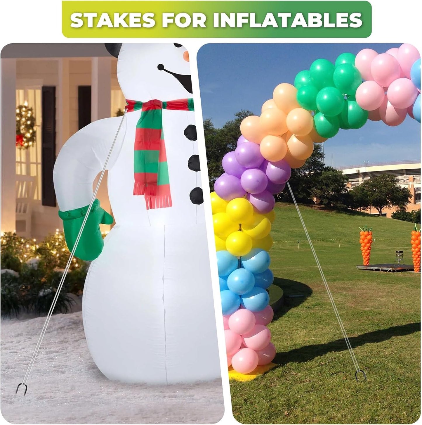 12 inches Ground Stakes 36-Pack J Hook Rebar 5/16" Diameter Tent Stakes Heavy Duty Metal Stake for Outdoor Decorations, Yard Inflatables and Chain Link Fence