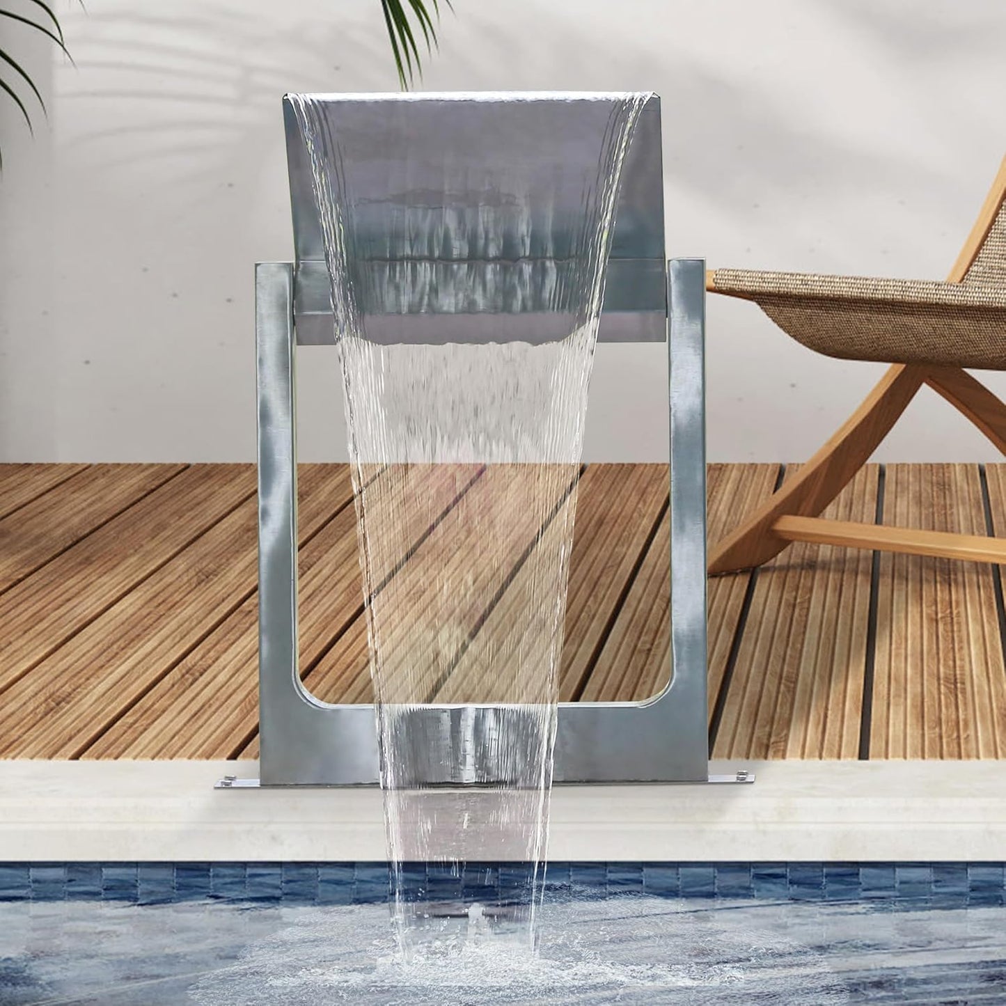 180° Rotating 304 Stainless Steel Waterfall Spillway, Swimming Pool & Garden Cascade Waterfall Fountain with Adjustable Spray Direction and Angle for Upscale Resorts, Luxury Residences