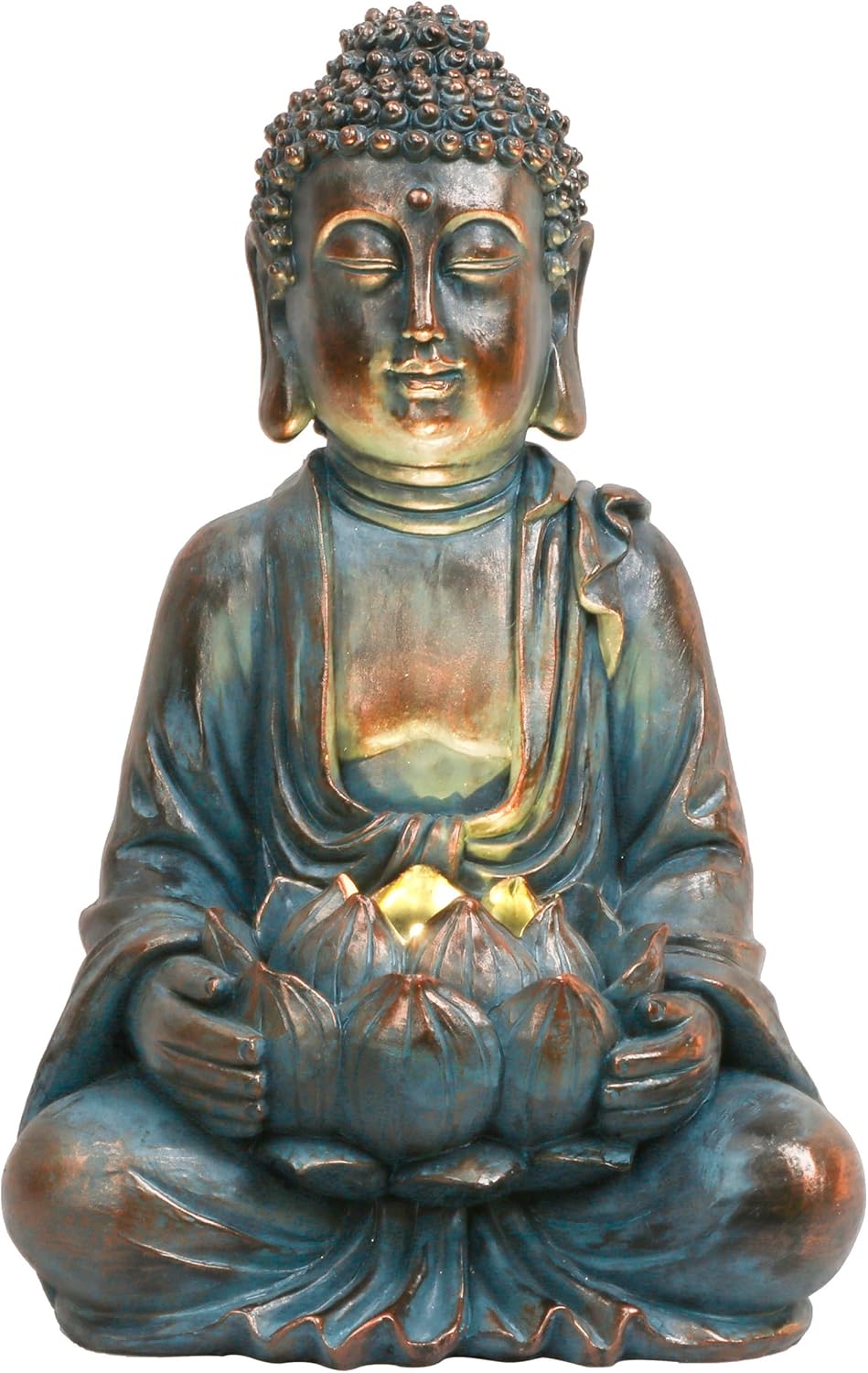 TERESA'S COLLECTIONS Meditating Buddha Statue for Garden Decor with Outdoor Solar Lights, Large Resin Outdoor Decor Garden Statue Sculpture for Home Lawn Yard Decor Gifts for Dad and Mom, 7.1''