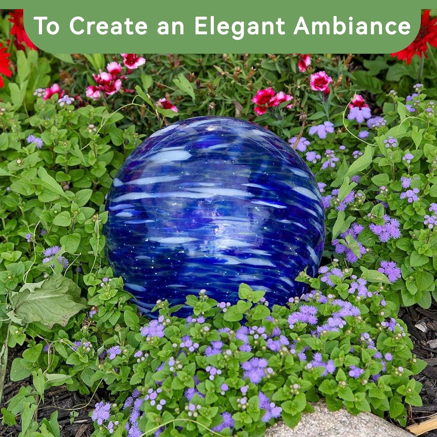Lily's Home Glass Gazing Ball, A Colorful Addition to Any Garden or Home, Ideal As a Housewarming Gift. 10 Inch (Calming Water)