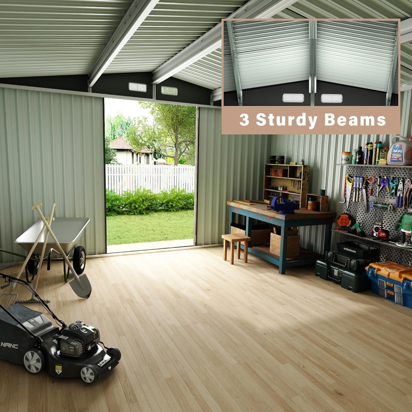 8x10 FT Metal Storage Sheds Outdoor, Metal Yard Sheds Garden Shed Kit, Tool Shed with Lockable Door, Utility Sheds Buildings with Air Vent for Backyard Garden Patio Lawn