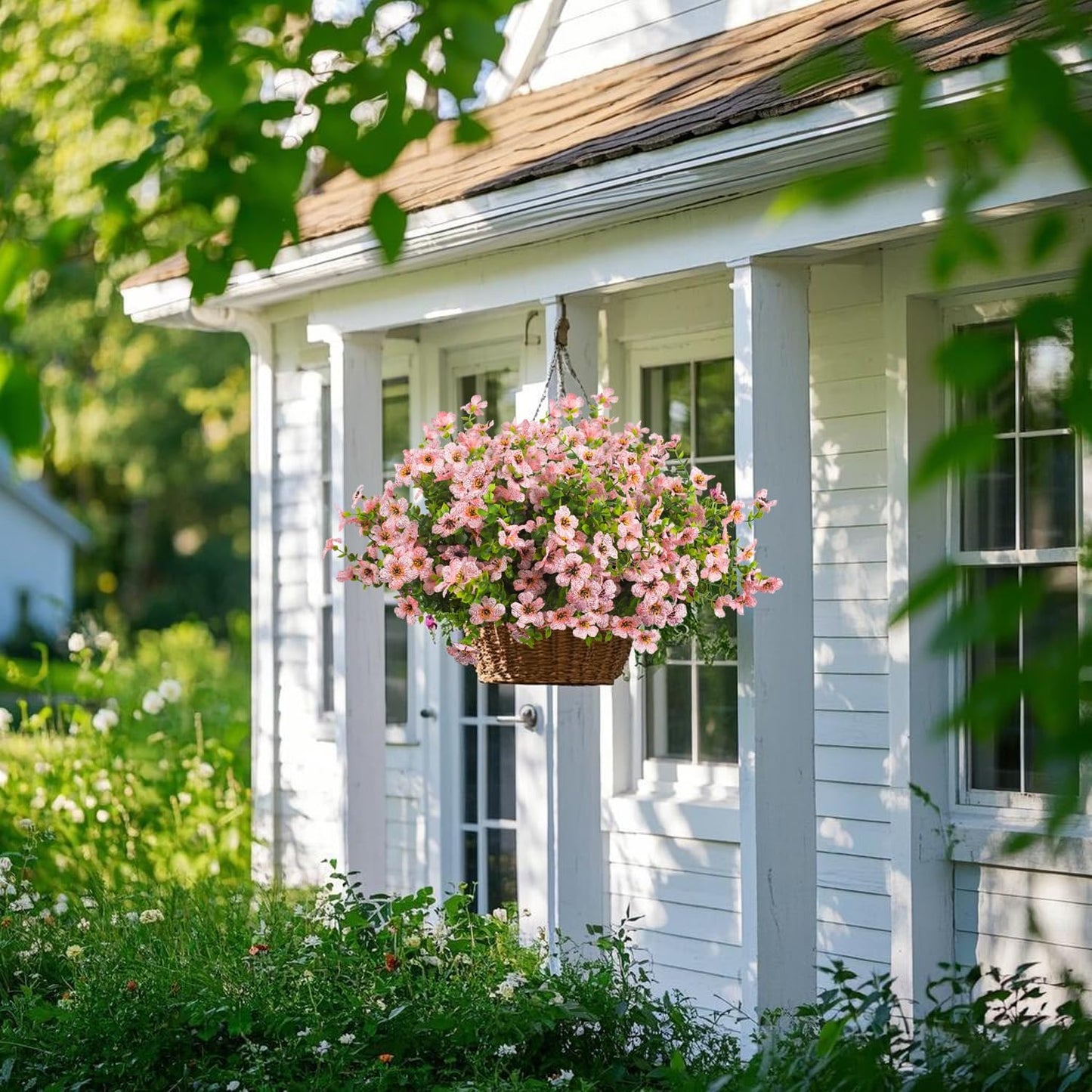 Artificial Fake Flowers for Outdoor Spring Decoration, 16 Bundles Faux Silk Colorful Daisy UV Resistant Realistic for Outside Porch Patio Home Yard Garden Planters Pots Window Box (Pink)