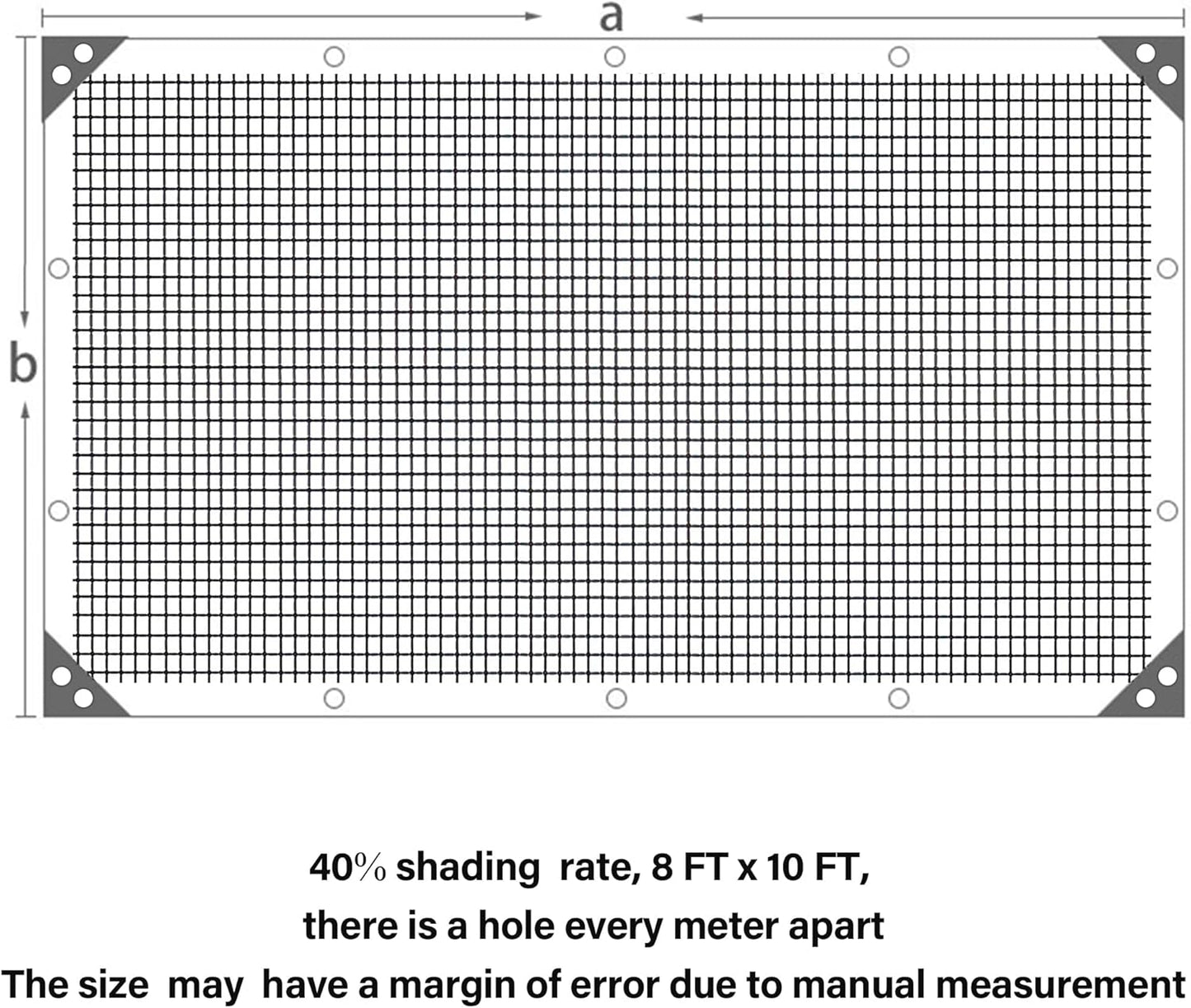 winemana Black Shade Cloth 40%, 8x10 FT Mesh Tarp - Garden Shade for Greenhouse, Patio, Vegetables, Plants Cover and Chicken Coops, Sun Shade Net for Outdoor Protection with Reinforced Grommets