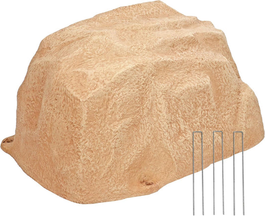 Sunnydaze 14” H Polyresin Faux Landscape Rock Cover - Lightweight Fake Rock Well Pump Cover for Outside - Sand