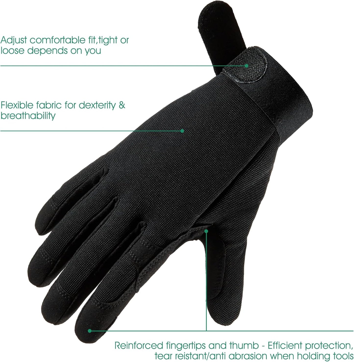 COOLJOB Thorn Proof Garden Gloves with Touchscreen Fingers for Men, Rose Pruning Work Gloves with Palm Cushion for Gardener, Farmer and Landscaper (Black 1 Pair Medium)