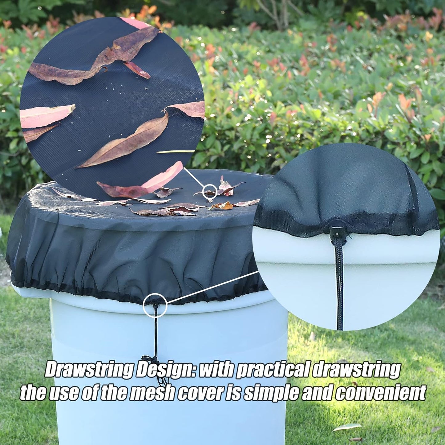 37.5 Inch Mesh Cover for Rain Barrel,Rain Bucket Leaf Filter Screen Cover