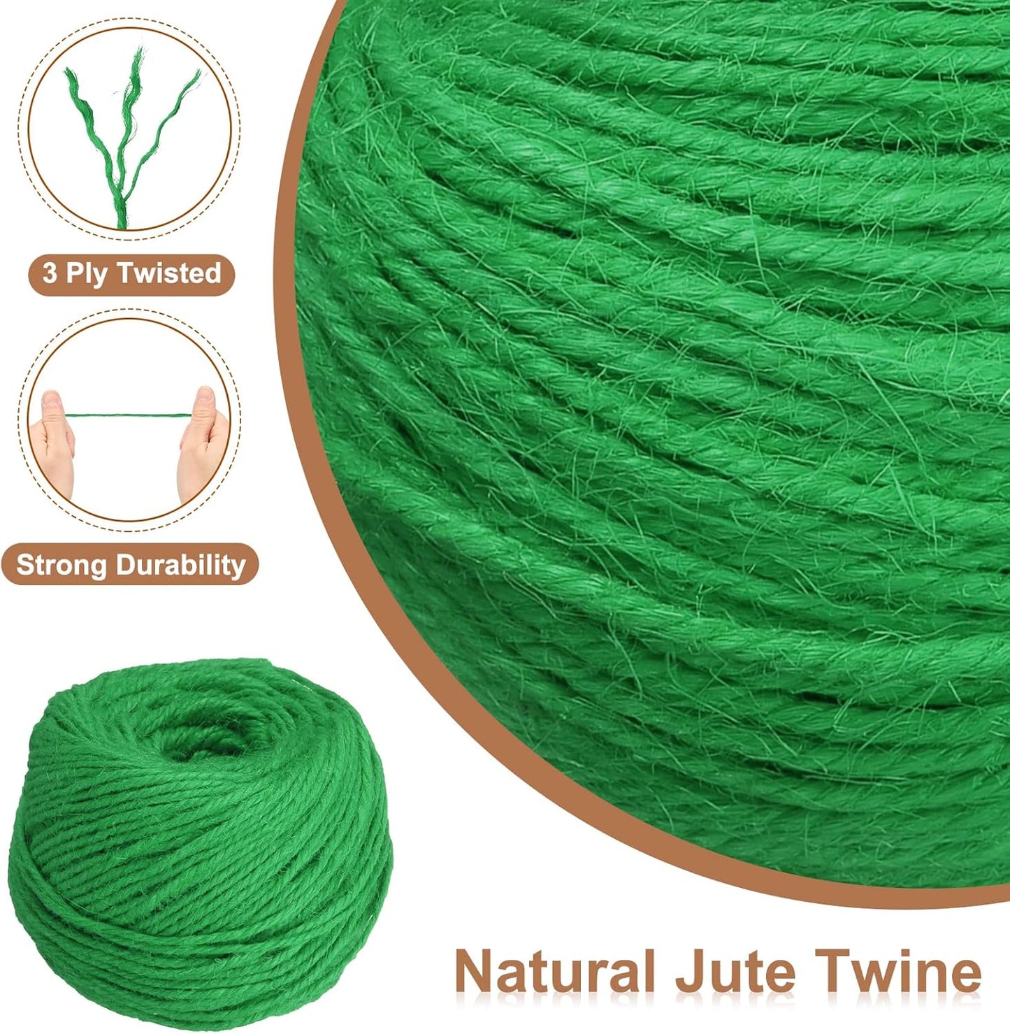 uxcell 328 Feet Natural Jute Twine String,3mm Thin Garden Twine Rope Colored Plant String Cord for DIY Art Crafts Gift Wrapping Decoration Packing Gardening Plant Hanger,Green