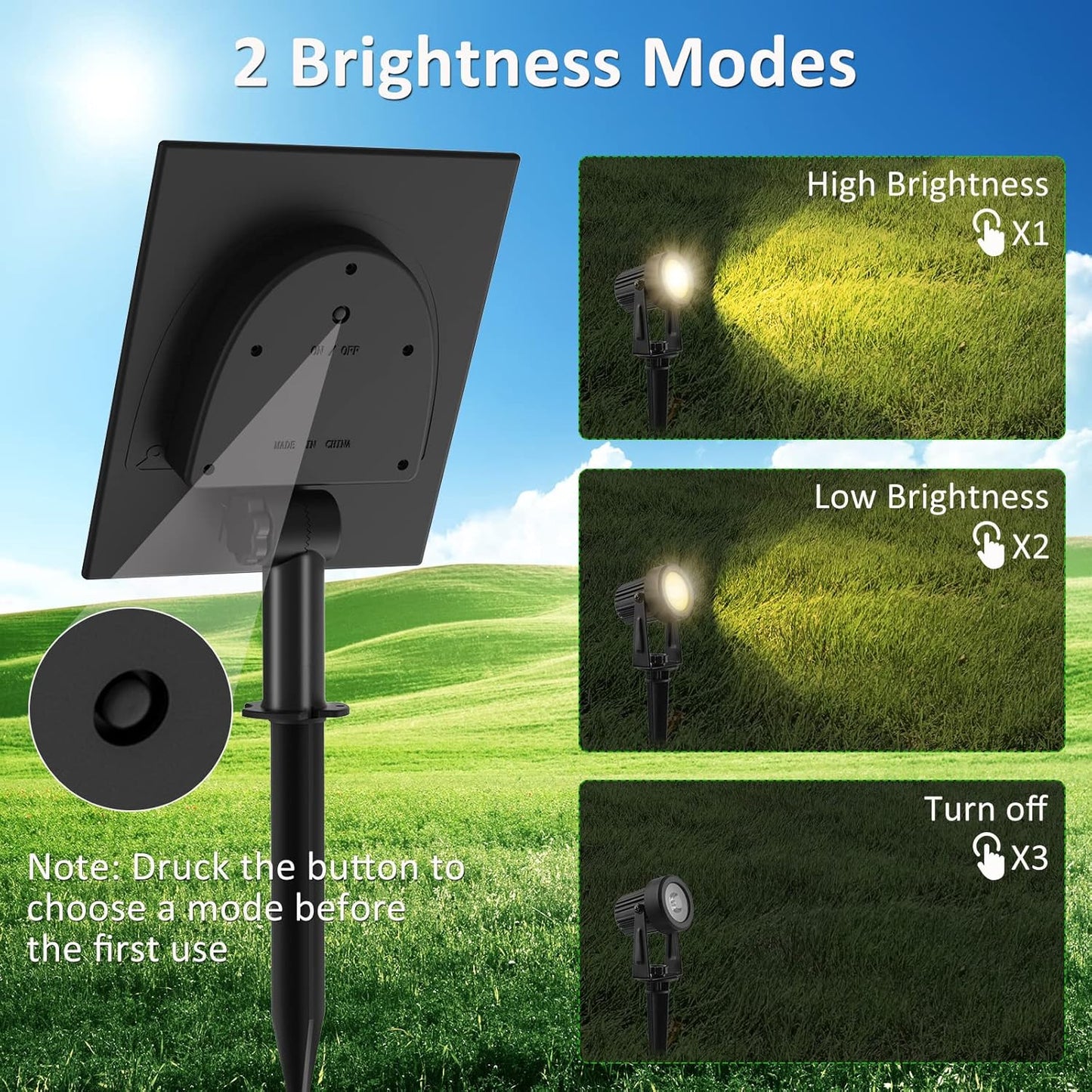 T-SUNUS Solar Garden Spotlight Outdoor Halloween, 4-in-1 Spot Lights IP65 Waterproof 9.8ft Cable 5W Separated Panel, Auto On/Off for Flag Christmas Tree Patio Yard Driveway Pathway Warm White 3000K