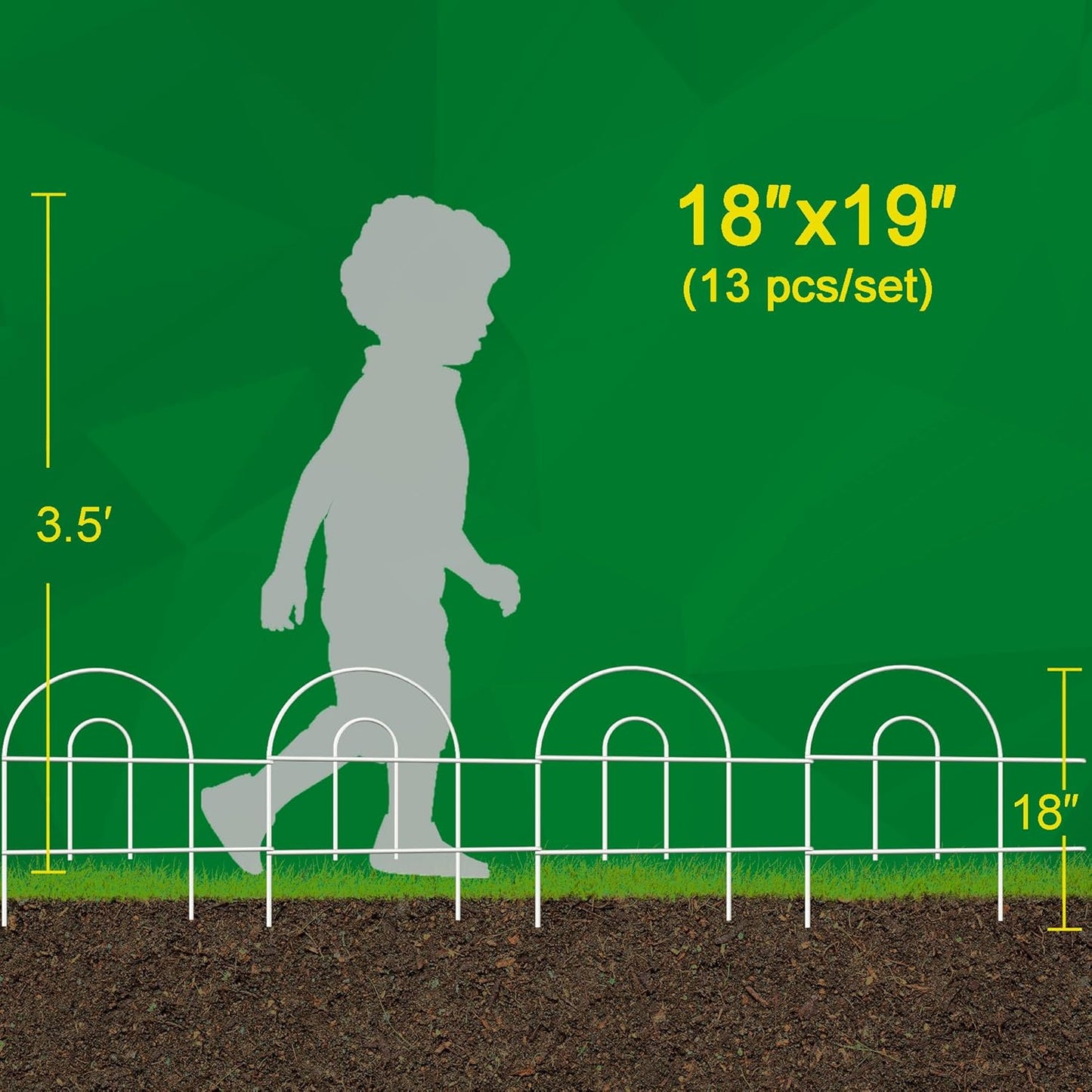 Decorative Garden Folding Border Fence 18in X20ft Rustproof Metal Wire Edging Flower Bed Fences Panel Outdoor White Garden Fencing Edge Patio Landscape