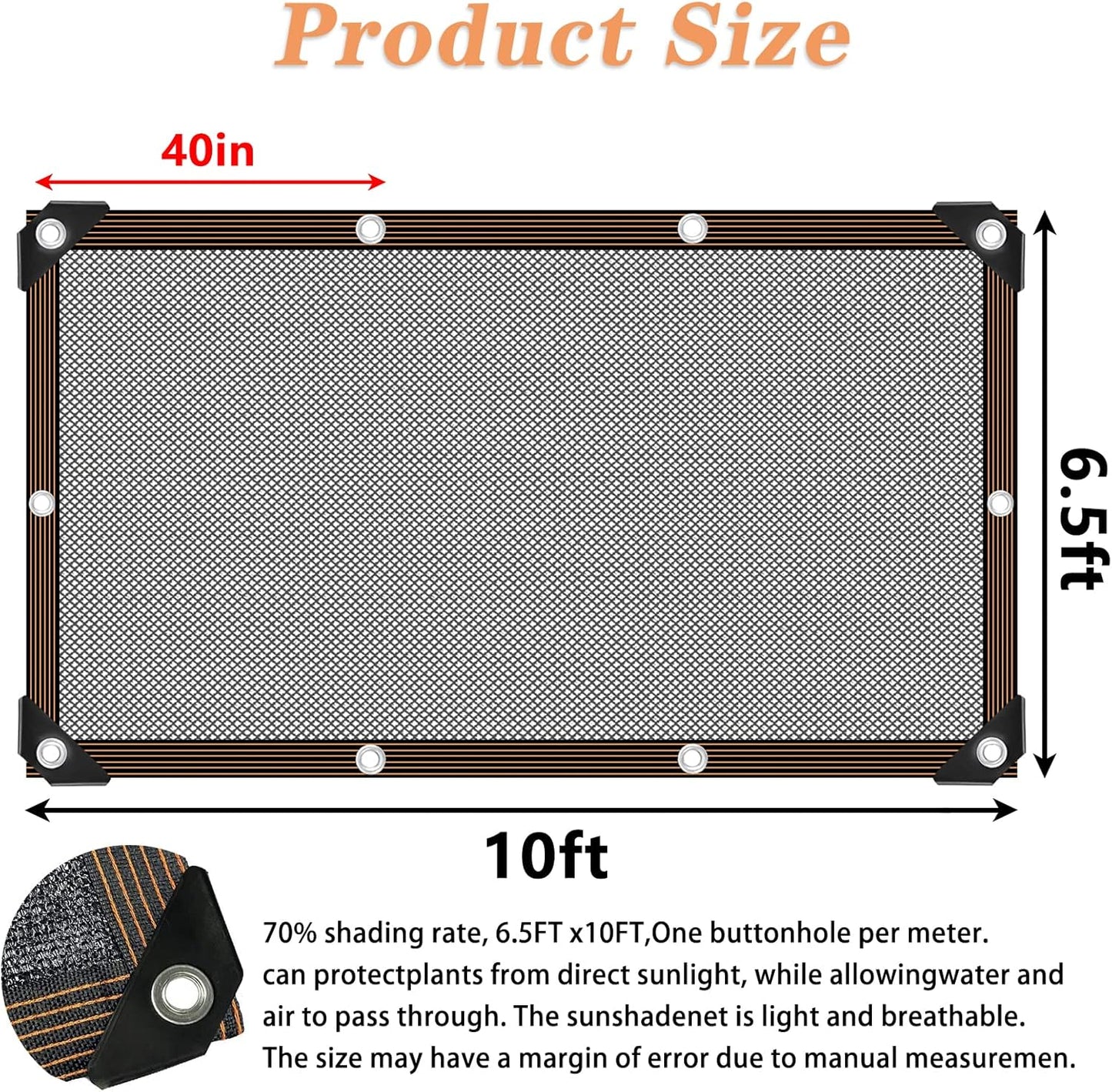 Shade Cloth - for Plants Greenhouse, 70% Sunblock Shade Sails -for Outdoor Garden Pergola Patio Lawn Sun Cloths for Kennel Chicken Coop Plant Net Cover