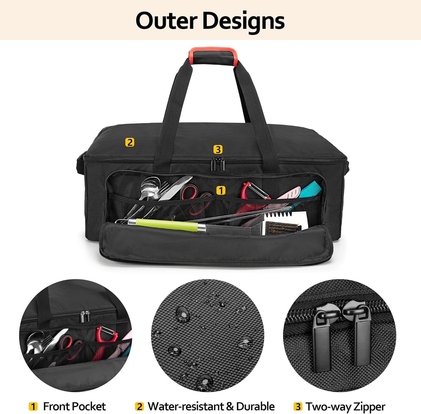 Pizza Oven Carry Bag Compatible with Ooni Koda 12 Gas Pizza Oven, Portable Carrier Cover with Shoulder Strap, Outdoor Carrying Case with Multi Pockets for Accessories, Bag Only