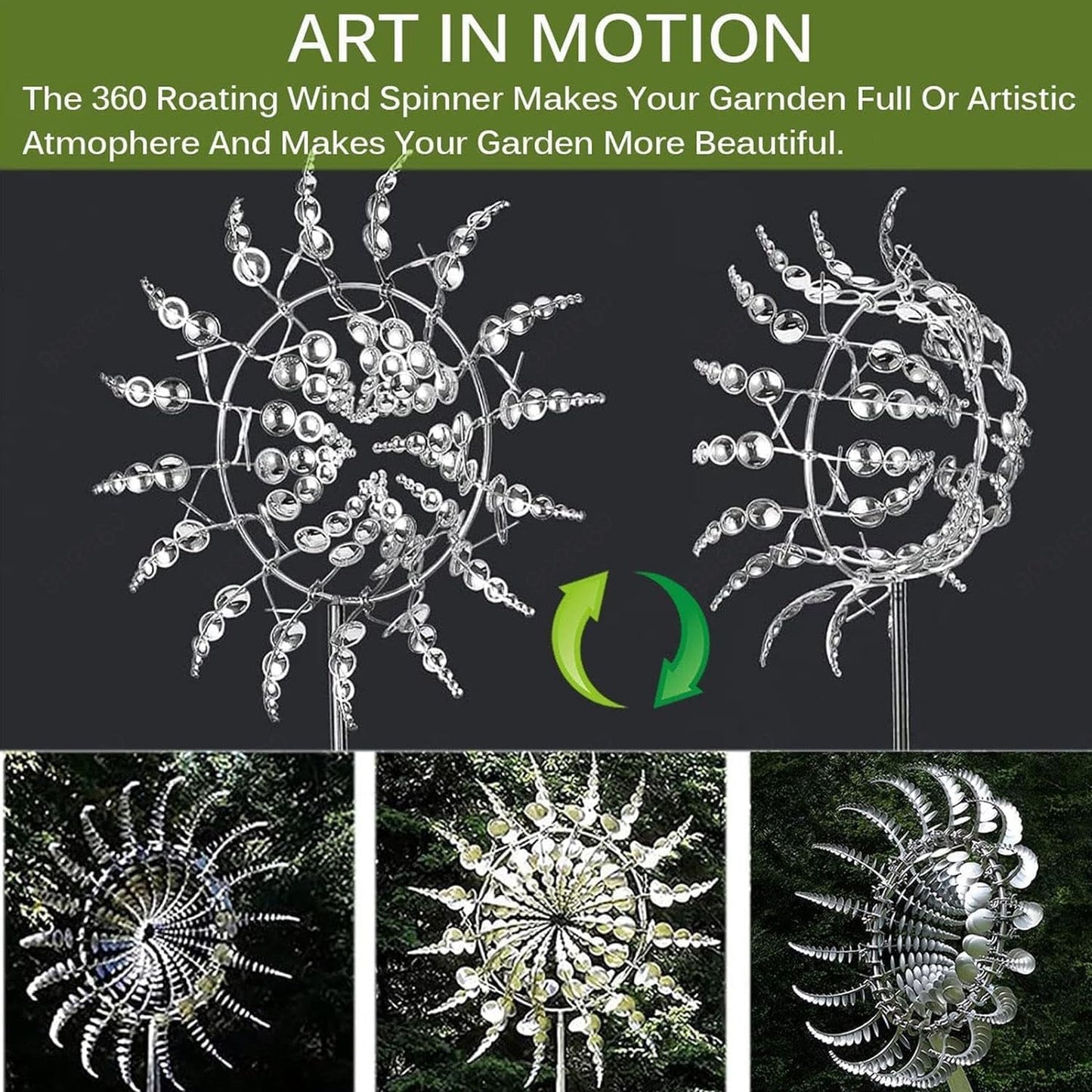 Generic Shirem Magical Metal Windmill, Kinetic Wind Sculptures & Spinners, 3D Wind Spinner, Kinetic Spinner, Enchanting Wind Spinner for Yard and Garden.