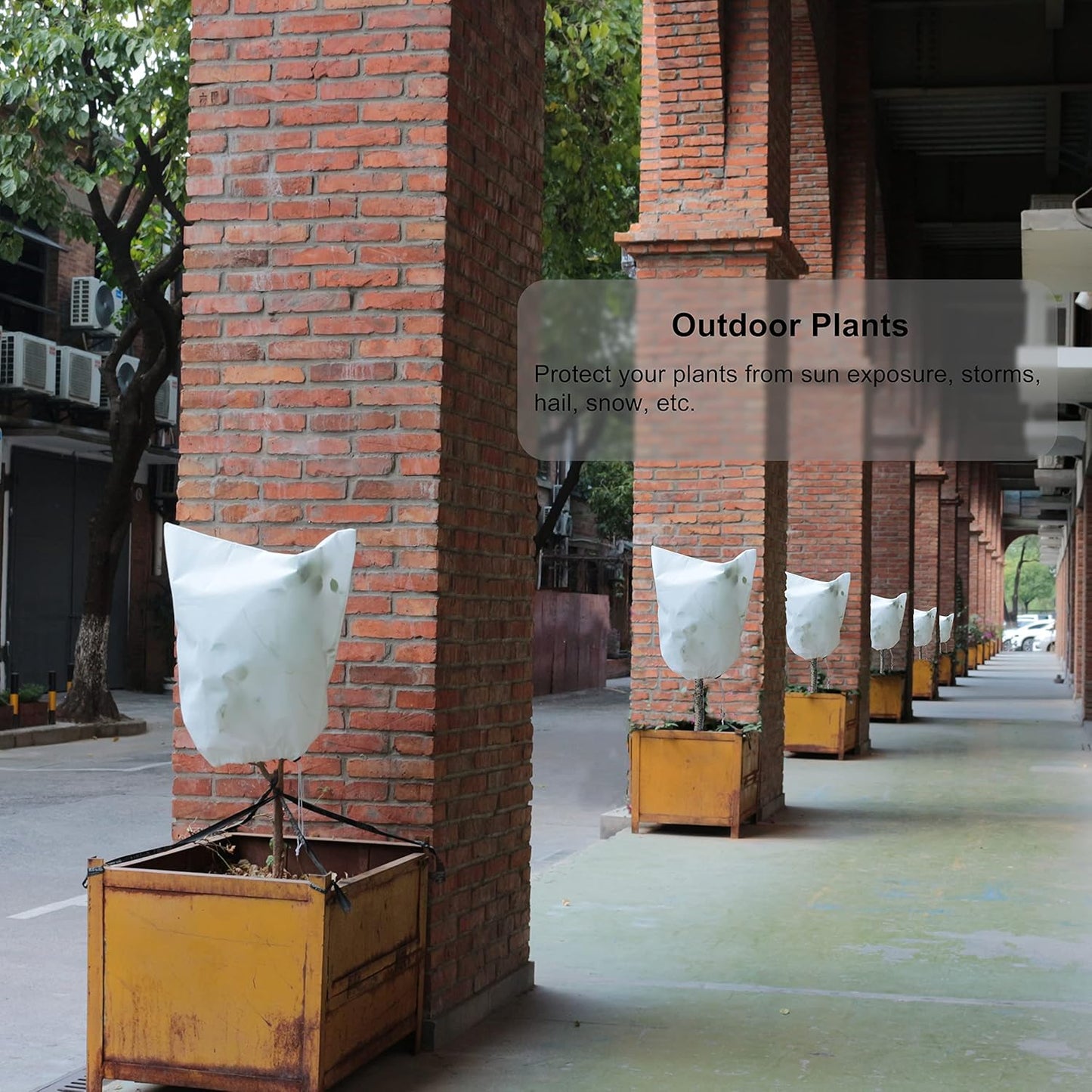 Gardzen 5-Pack Plant Cover Drawstring Tree Cover, Winter Freeze Plant Protection, Tree Jacket Frost Blanket for Outdoor Plants, 31" x 40"