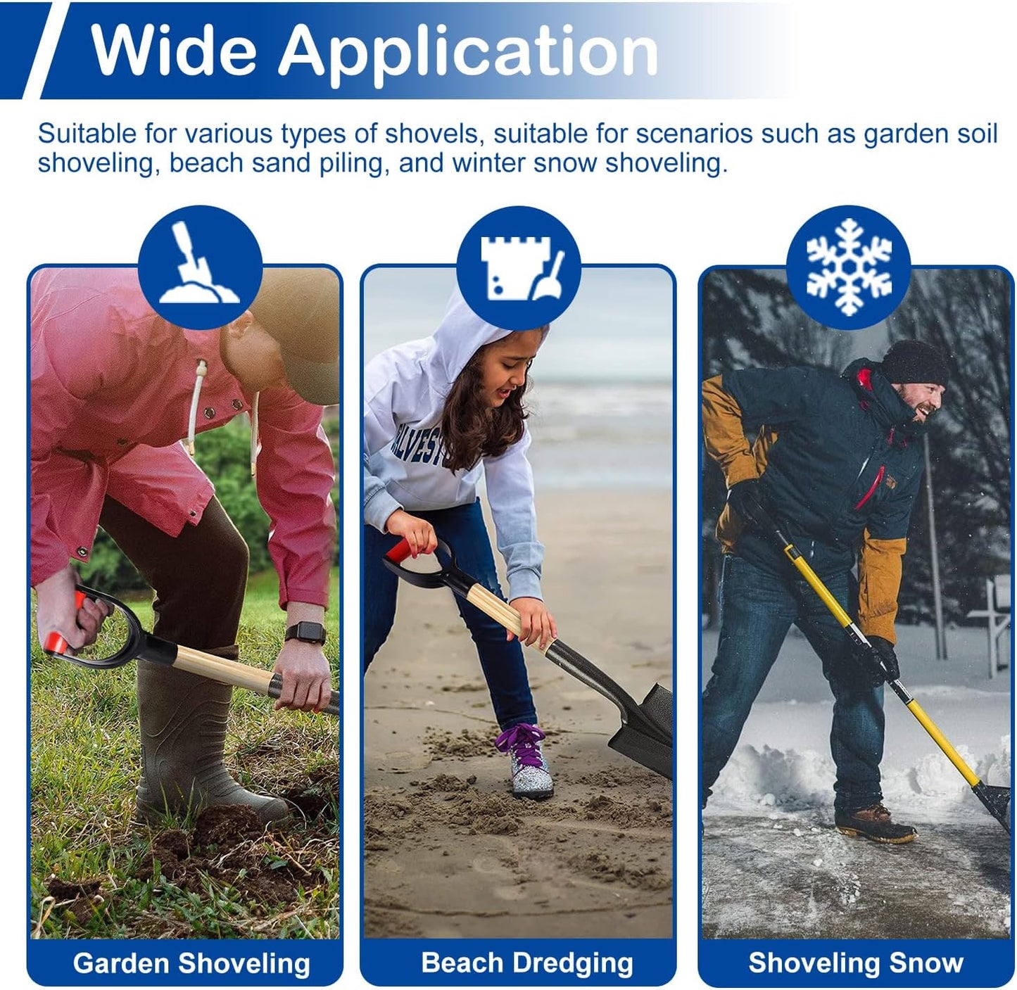 MroMax Shovel D Grip Handle, 1-1/4" Inner Diameter 32mm PVC Spade Snow Shovel Replacement Handle Garden Accessories for Digging Raking Tool Yellow-Black