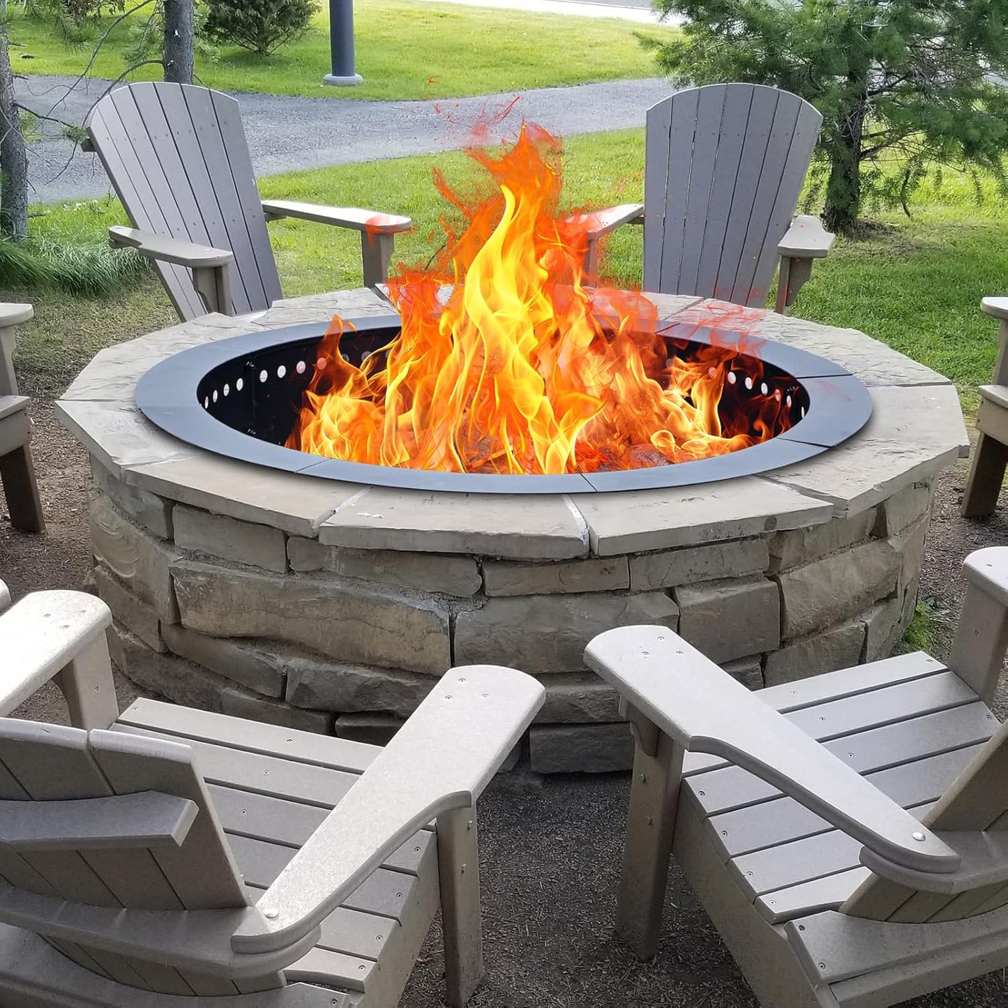 36 inch Fire Ring, Large Round Firepit Insert,Fire Pit Ring for Camping, Wood Burning Fire Pit for Yard,Garden,Outdoor Fireplace, DIY Fire Rings for Outside