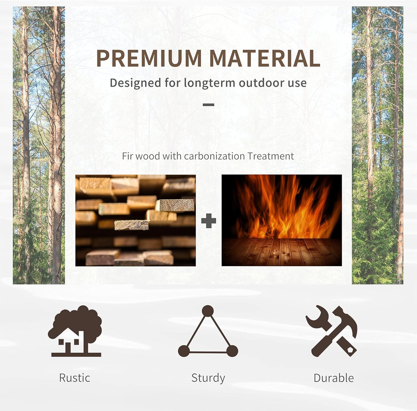 Outsunny 3.3ft Wooden Garden Bridge Arc Footbridge with Half-Wheel Style Railings & Solid Fir Construction, Stained Wood