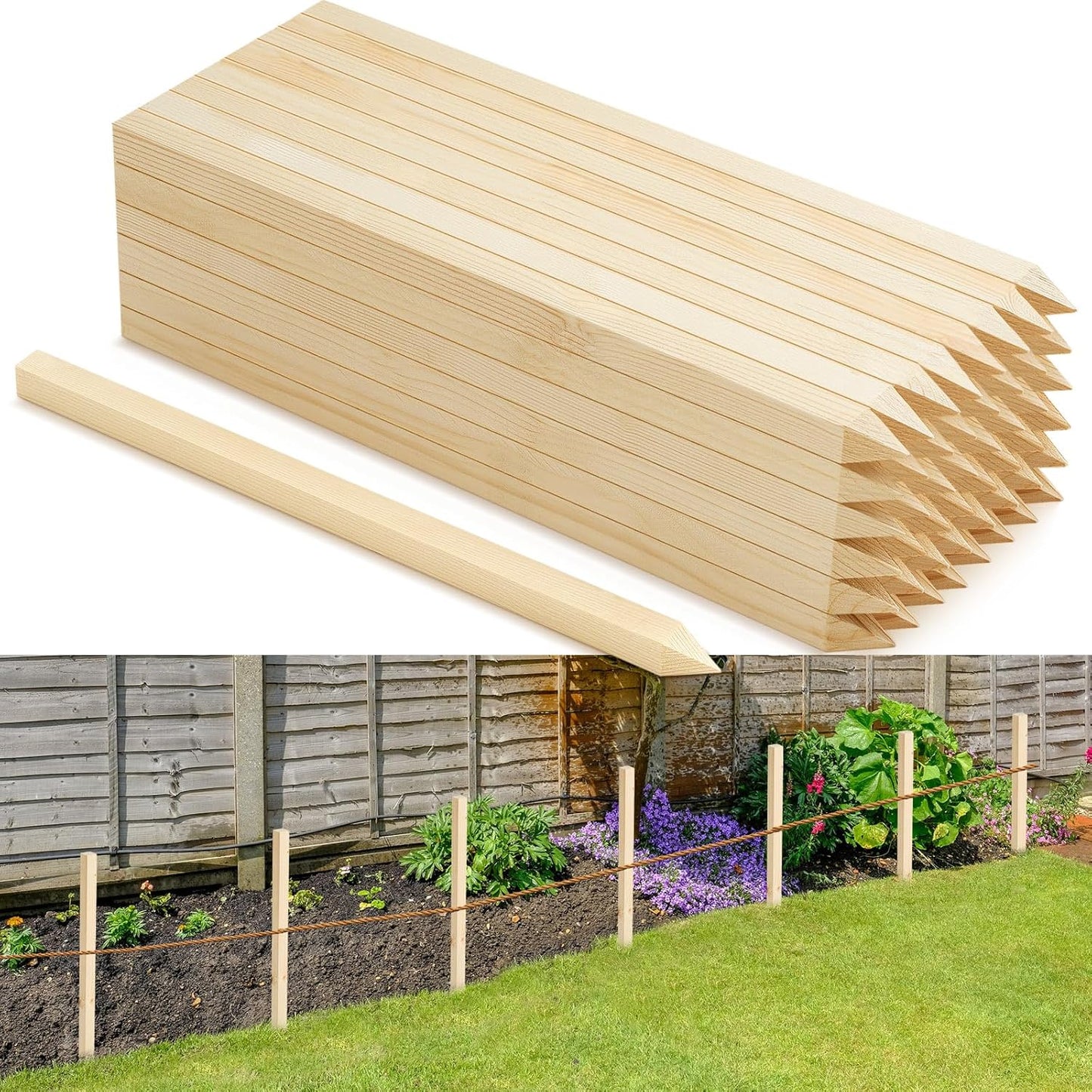 48 Pieces Wooden Garden Stakes 18 x 0.75 Inch Grade and Survey Stakes Wooden Garden and Sign Posts for Plant Support Silt Fence Yard Farm Survey Boundaries Baselines