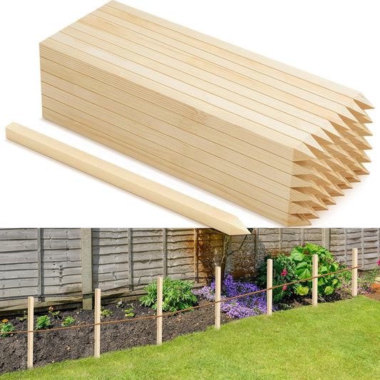 48 Pieces Wooden Garden Stakes 18 x 0.75 Inch Grade and Survey Stakes Wooden Garden and Sign Posts for Plant Support Silt Fence Yard Farm Survey Boundaries Baselines