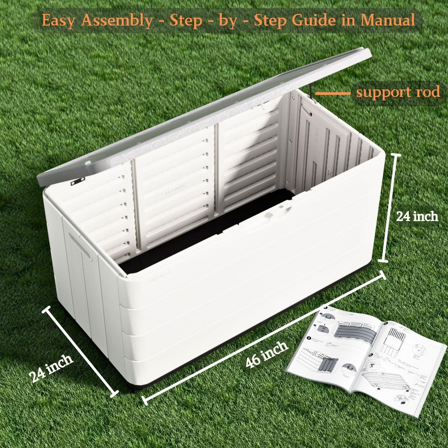 ZZM 110 Gallon Outdoor Deck Box with Wheels, Waterproof Resin Storage Cabinet for Patio