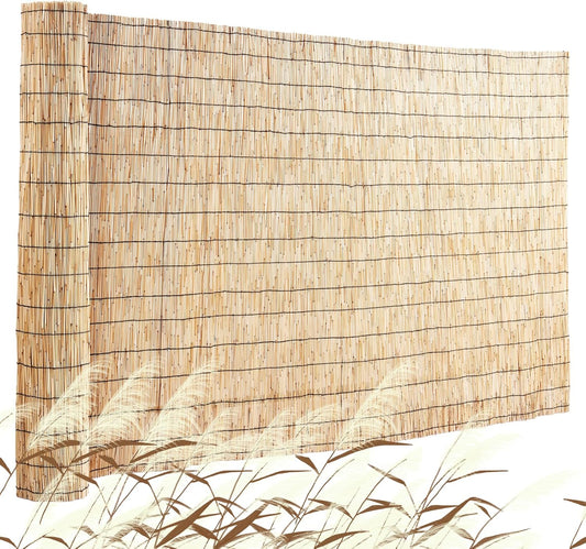 VEVOR Natural Reed Fencing, 5.5 ft x 16.4 ft, Reed Screen Curtain Balcony Fence Roll for Outdoor Backyard Patio, Decorative Fence for Backyard Garden Fencing Divider, Privacy Screen Panel Curtain
