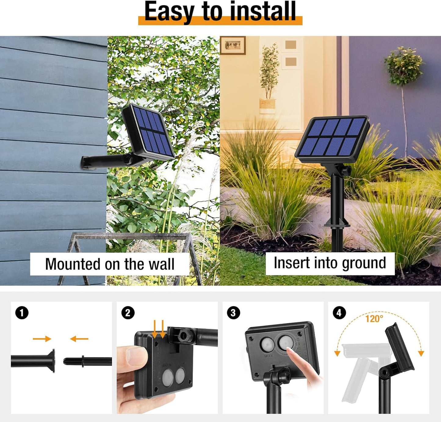 btfarm 6-Pack Solar String Lights Outdoor, 480LED 198FT Solar Fairy Lights Waterproof 8 Modes Copper Wire Solar Powered Twinkle Lights for Outside Garden Tree Christmas Wedding Party Decor, Cool White