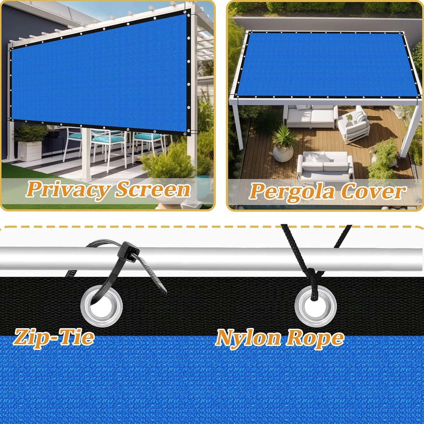 Shade&Beyond Customized Size 90% Sun Shade Cloth with Grommets, 9' X 15' Pergola Shade Cover Canopy, Mesh Tarp Sun Screens for Patio, Outdoor, Garden, Backyard GN01, Blue