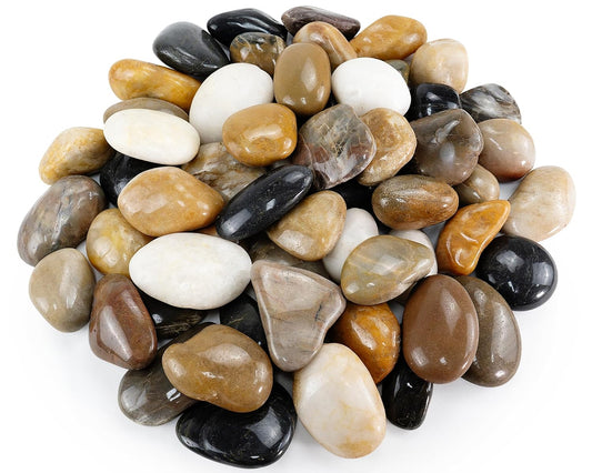 Large River Rocks for Landscaping, 20lbs Colorful Pebbles for Indoor Plants, 2-3 Inch Decorative Rocks for Planters, High Polished Stones for Vase Filler Fish Tank Garden