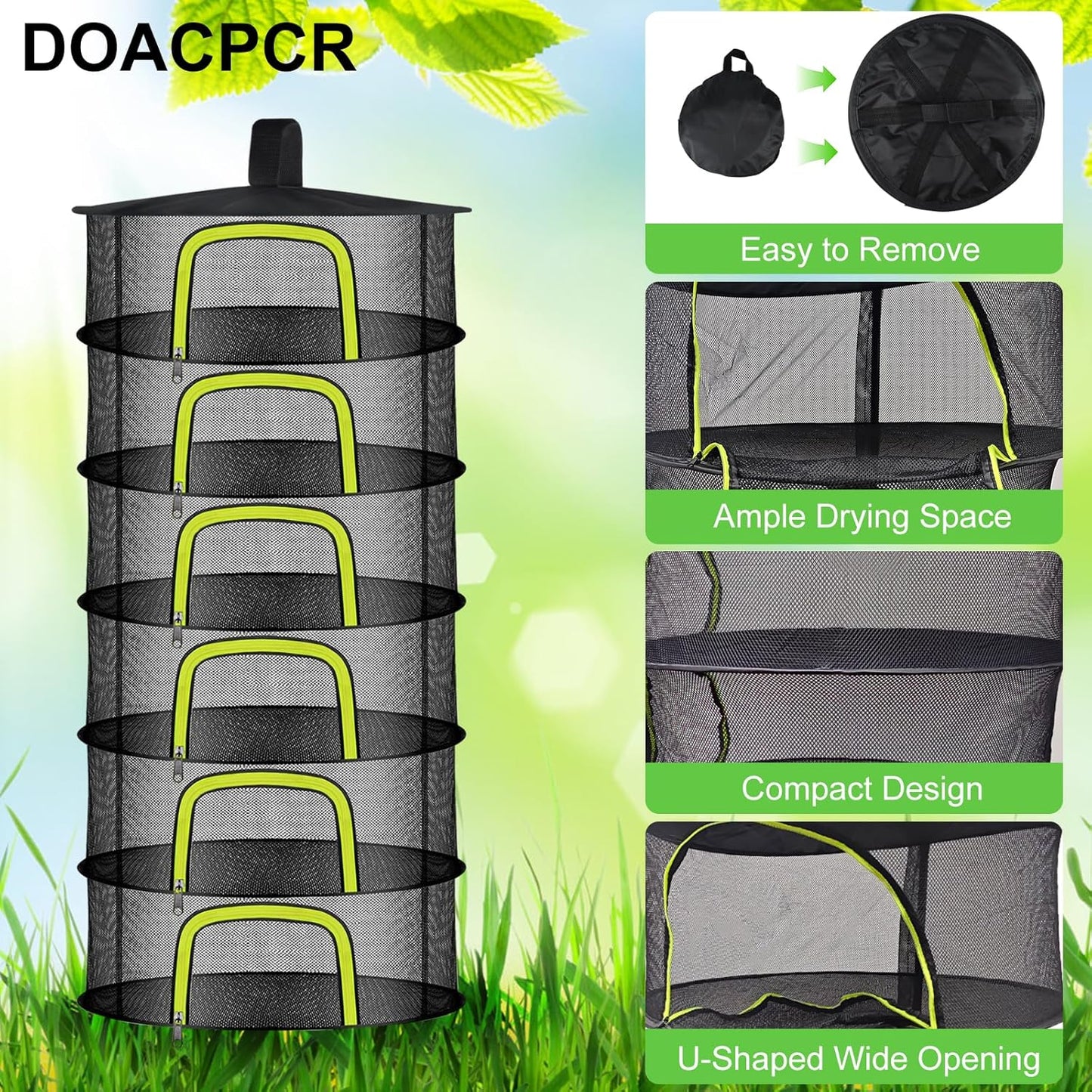 6 Layer Herb Drying Rack, Herb Drying Rack Hanging Mesh, Foldable Plant Drying Net With U-Shaped Zipper, Garden Shears, Hooks, For Drying Herbs Plants, Flowers, Fruits, Food, Clothes(6 Layers-23.62'')