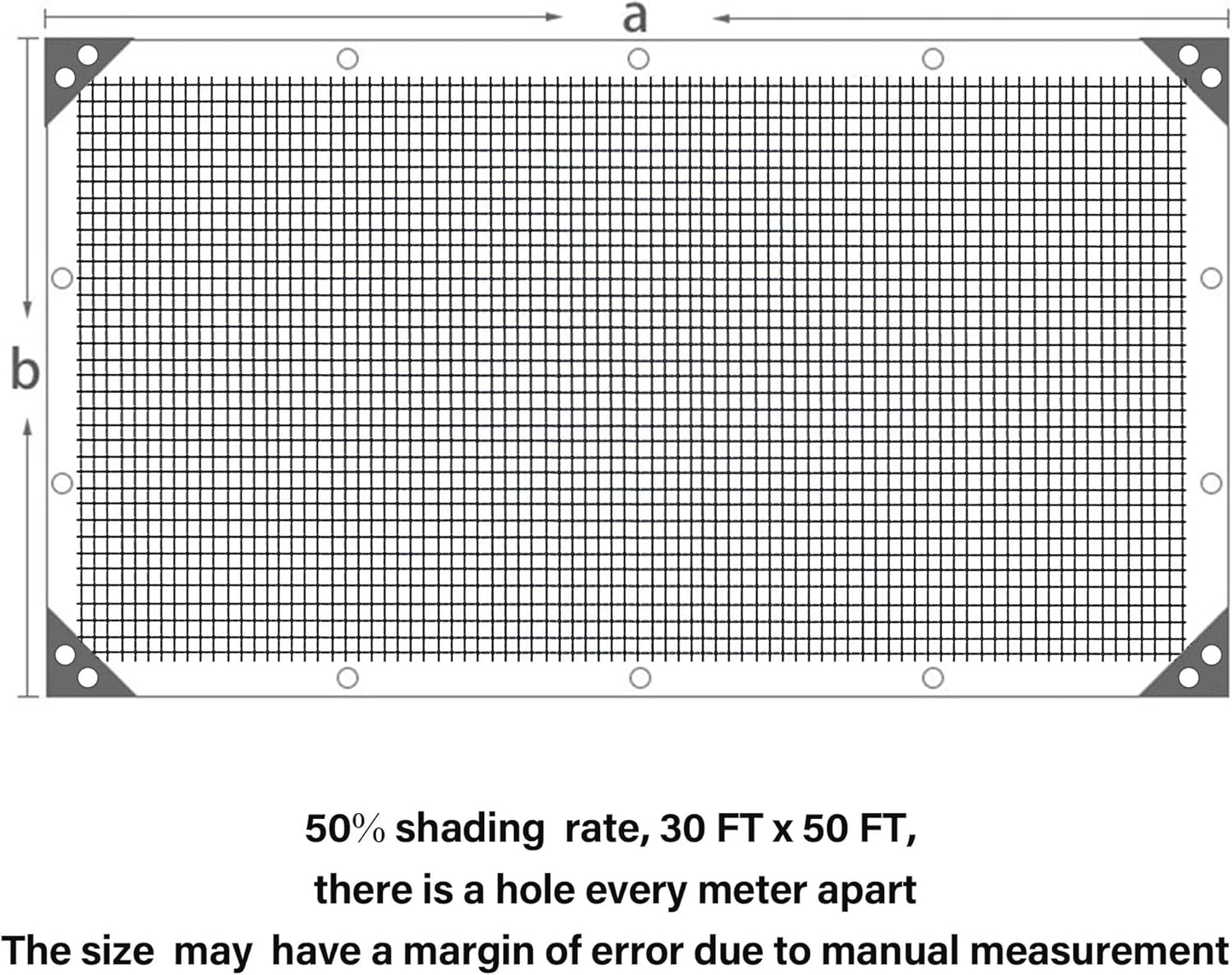 winemana Black Shade Cloth 50%, 30x50 FT Mesh Tarp - Garden Shade for Greenhouse, Patio, Vegetables, Plants Cover and Chicken Coops, Sun Shade Net for Outdoor Protection with Reinforced Grommets