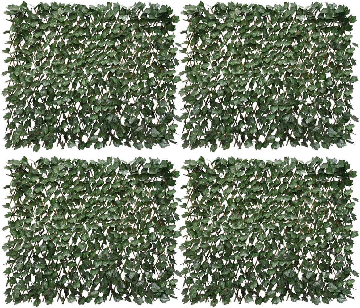 Expandable Fence Privacy Screen for Balcony Patio Outdoor,Decorative Faux Ivy Fencing Panel,Artificial Hedges (Single Sided Leaves)……