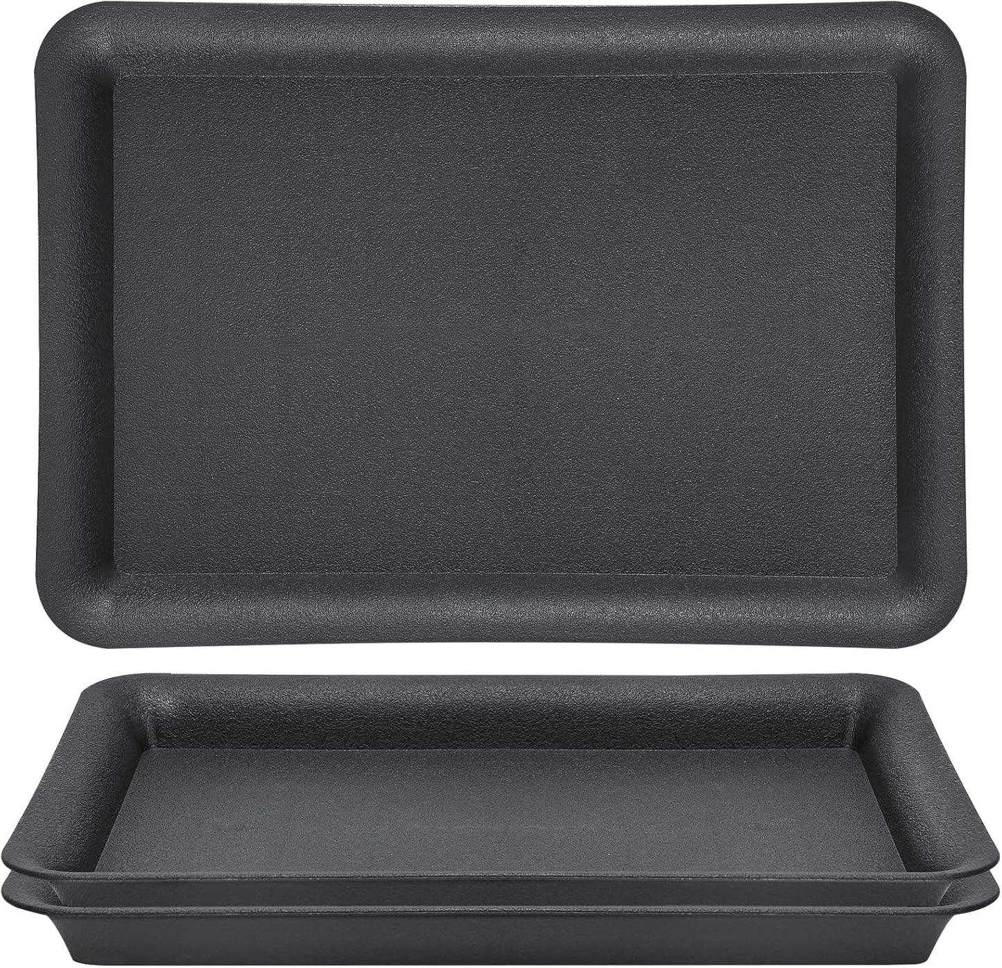 GREANER 17 Inch Plastic Plant Saucer, Black Trays for Plants, Flower Pot No Holes Plant Drip Trays, Plant Trays for Pots Heavy Duty Plastic Plant Saucers for Indoors Outdoors