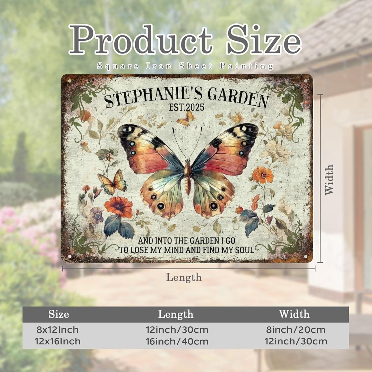 Custom Sign, Personalized Metal Signs, Customize for Office, Business, Workplace, Office, Home, Delivery Signs, Metal Sign With Your Own Image, Text,Photo, Pets, Kids Art Made in USA (Garden 03)