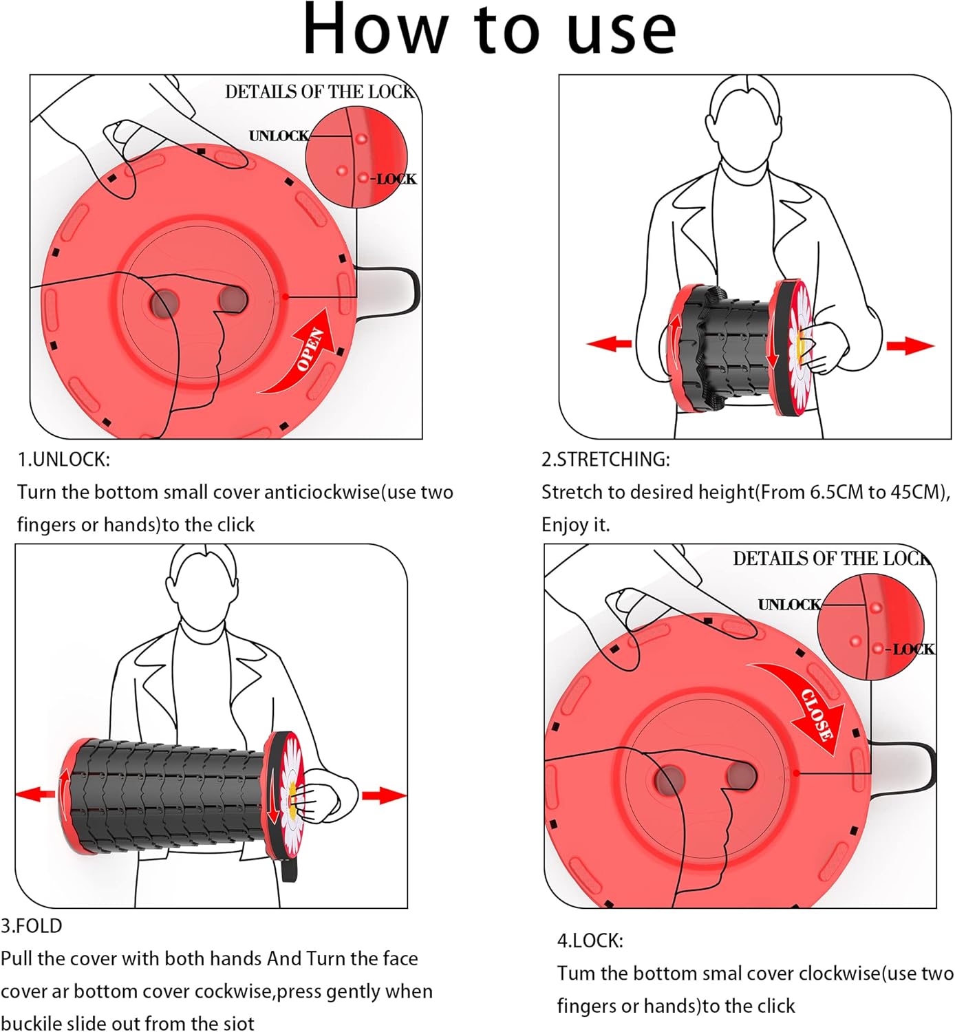 ALEVMOOM Upgraded Portable Collapsible Folding Stool with Cushion Retractable Telescoping Stool for Adults Sturdy Capacity 550lbs Camping Chair for Outdoor Hiking Garden BBQ with Bag