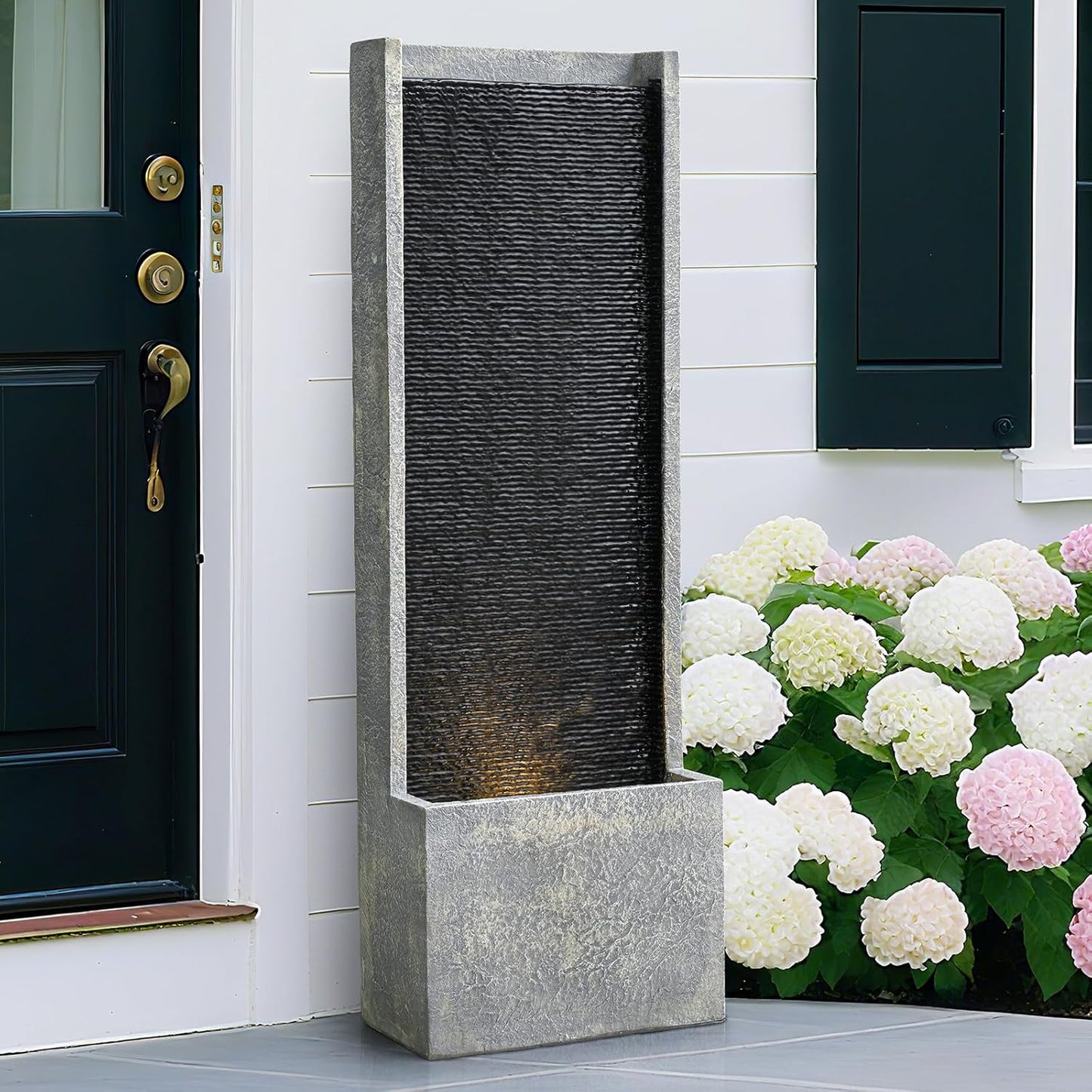 50" Outdoor Fountains and Waterfalls LED - Patio Water Fountains for Outdoor Gardens Backyards Lawns Balconies Landscaping and Outdoor Living Spaces