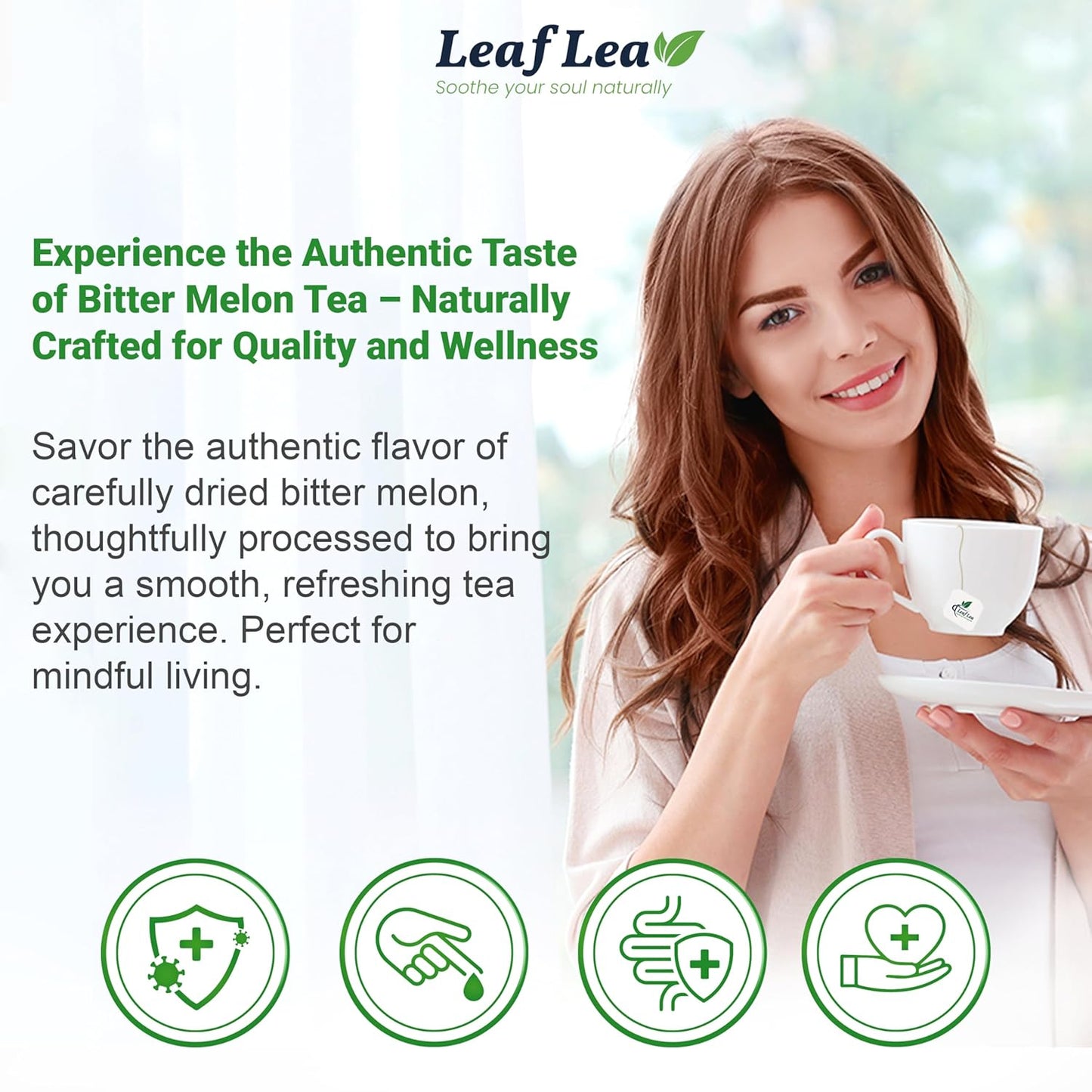 LeafLea 80 Bitter Melon Tea Bags, Premium Dried Momordica Charantia (Melon Amargo, Gohyah) Herbal Fruit Tea | Supports Wellness and Digestion | Caffeine-Free, Sugar-Free, Vegan, Pack of 2