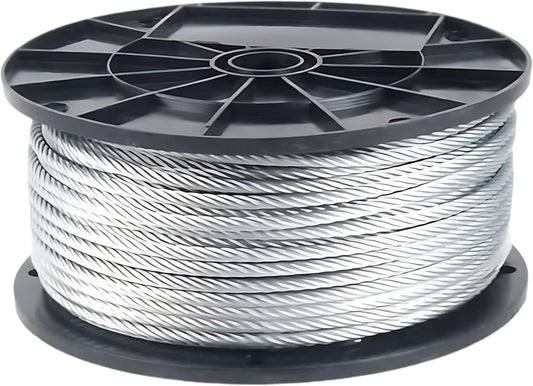Galvanized Aircraft Cable Wire Rope 3/8" 7x19-150 ft Reel for DIY Cable Decking Railing System, Marine Grade