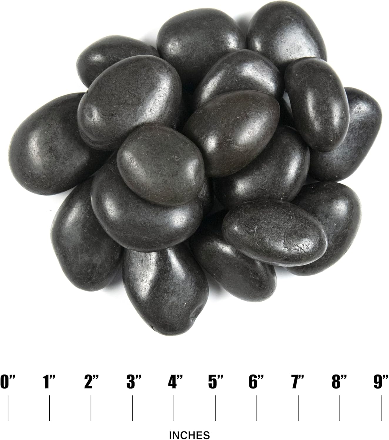 MSI Decorative Polished Black Pebbles, 1.2 inch - 2 inch, 40 lb. Bag