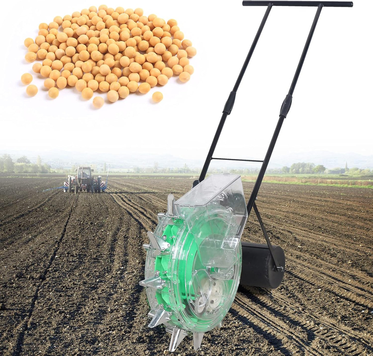 Hand-Pushed Roller Seeder, Garden Sowing Portable Multi Functional Precision Manual Seed Planter Conveyor Belt Sowing Tools for Growing Corn, Peanuts